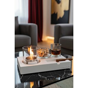 Elza Beyaz Biyoetanol Masaüstü Şömine - 1 Lt Copart Yakıt Hediye