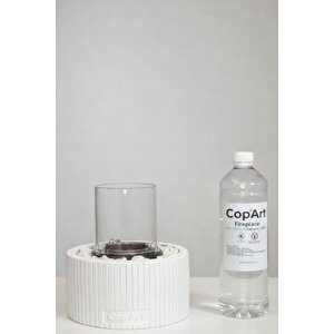 Alba Beyaz Biyoetanol Masaüstü Şömine - 1 Lt Yakıt Ve Dekoratif Taş Hediye