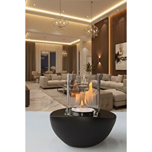 Meta Siyah Biyoetanol Masaüstü Şömine - 1 Lt Copart Yakıt Hediye