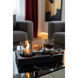 Elza Siyah Biyoetanol Masaüstü Şömine - 1 Lt Copart Yakıt Hediye