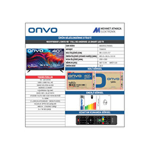 40ovf6000f Full Hd 40" 102 Ekran Uydu Alıcılı Android Smart Led Tv