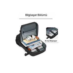 Ecrou Çok Fonksiyonlu Sırt Çantası Siyah