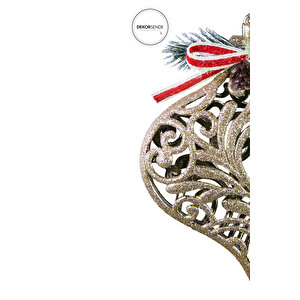 Kıvrımlı Desenli Damla Model Yılbaşı Süsü Şampanya 18 Cm