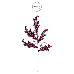 Yapay Taşlı Kadife Ponsetya Bordo 25 Cm