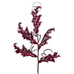 Yapay Taşlı Kadife Ponsetya Bordo 25 Cm