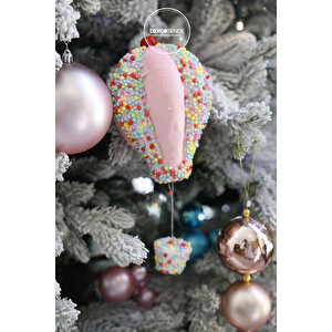 Yılbaşı Süsü Şekerlemeli Balon Pembe 30 Cm