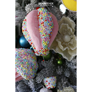 Yılbaşı Süsü Şekerlemeli Balon Pembe 30 Cm