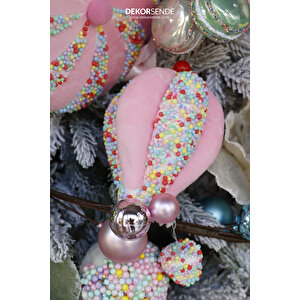 Yılbaşı Süsü Şekerlemeli Balon Pembe 30 Cm