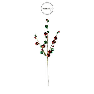 Yılbaşı Süsü Parlak Toplu Dal Kırmızı Yeşil 70 Cm