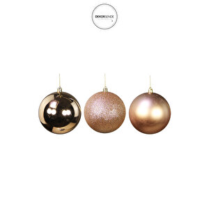 Yılbaşı Ağaç Topu Seti 3'lü Bronz 10 Cm