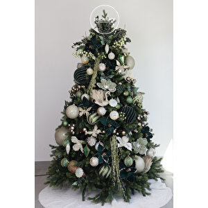 Yılbaşı Süsü Simli Gümüş Top 20 Cm