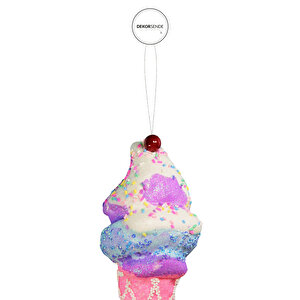 Yılbaşı Süsü Dondurma Mavi Pembe 22cm