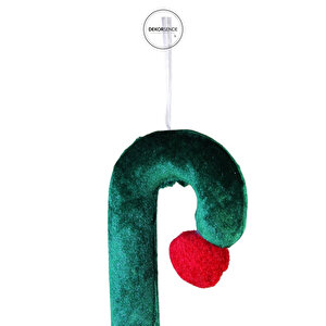 Yılbaşı Süsü Kadife Baston Yeşil 25 Cm