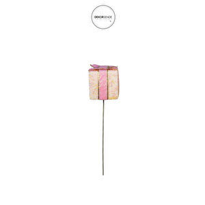 Yılbaşı Süsü Çubuklu Hediye Kutusu Pembe 40 Cm