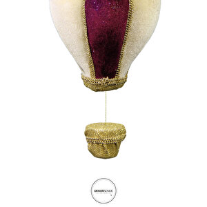 Yılbaşı Süsü Kadife Zeplin Bordo Krem 30cm