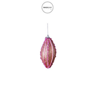 Yılbaşı Süsü Pullu Oval 3'lü Top Pembe 11 Cm
