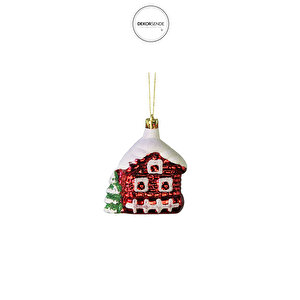 Yılbaşı Süsü 3'lü Noel Baba Ve Ev Kırmızı 6 Cm