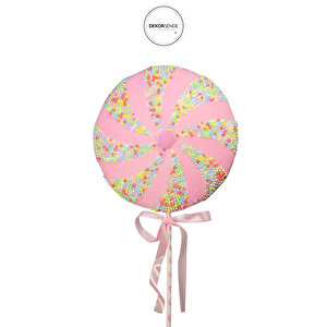 Yılbaşı Süsü Şekerlemeli Lolipop Pembe 56cm
