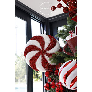 Yılbaşı Süsü Lolipop Kırmızı Beyaz 70cm