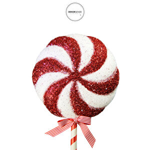 Yılbaşı Süsü Lolipop Kırmızı Beyaz 70cm