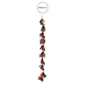 Yılbaşı Süsü Berryli Kozalaklı Garland Kırmızı 175 Cm