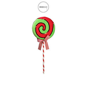 Yılbaşı Süsü Pullu Lolipop Şeker Kırmızı Yeşil 40 Cm