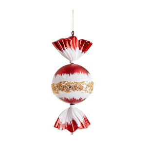 Yılbaşı Süsü Şeker Kırmızı Beyaz 25 Cm