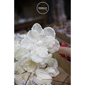 Yapay Keten Çiçek Ponsetya Krem 30 Cm