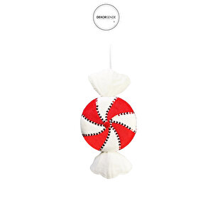 Yılbaşı Süsü Bonbon Şeker Kırmızı Beyaz 35 Cm