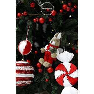 Yılbaşı Süsü Bonbon Şeker Kırmızı Beyaz 35 Cm