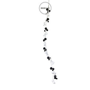 Yılbaşı Süsü Toplu Sarkıt Garland Siyah Beyaz 180 Cm
