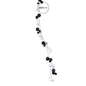 Yılbaşı Süsü Toplu Sarkıt Garland Siyah Beyaz 180 Cm