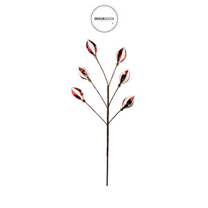 Yılbaşı Süsü Konik Dal Kırmızı Beyaz 60 Cm
