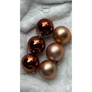Yılbaşı Süsü 6'lı Top Bronz 4 Cm