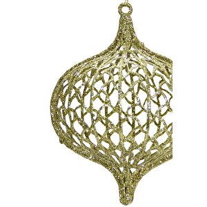 Yılbaşı Süsü Simli Topaç Model Altın 12 Cm