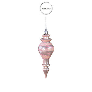 Yılbaşı Süsü Simli Fırıldak 3'lü Top Pembe 14 Cm