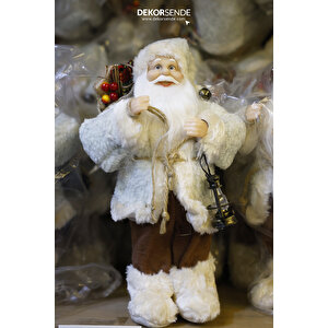 Polarlı Noel Baba Bej 30 Cm