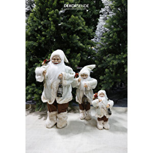 Polarlı Noel Baba Bej 30 Cm