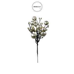 Yılbaşı Süsü Simli Pullu Mini Berry Şampanya 20 Cm