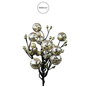 Yılbaşı Süsü Simli Pullu Mini Berry Şampanya 20 Cm