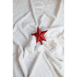 Yılbaşı Simli Yıldız Çam Tepesi Kırmızı 24 Cm