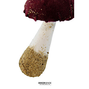 Yılbaşı Süsü Kadife Mantar Bordo 14 Cm