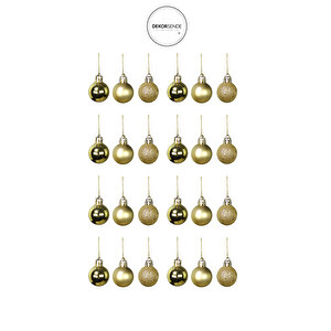 Yılbaşı Ağacı Süsü 24'lü Top Set Altın 3 Cm