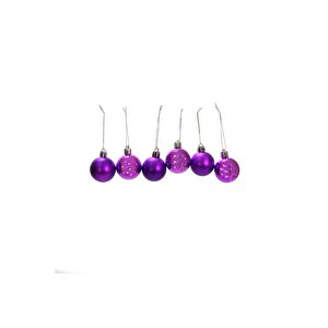 Yılbaşı Süsü 6'lı Top Mor 4 Cm