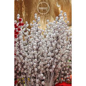 Yılbaşı Süsü Berry Dal Beyaz 55 Cm