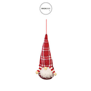 Yılbaşı Süsü Çizgili Asmalı Noel Baba Kırmızı Beyaz 35 Cm