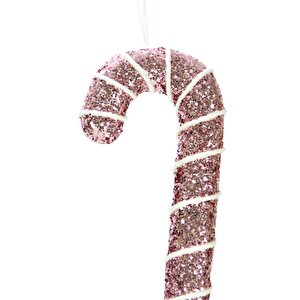 Yılbaşı Süsü İpli Baston Şeker Pembe 17 Cm