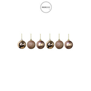 Yılbaşı Ağaç Topu Seti 6'lı Rose 6 Cm