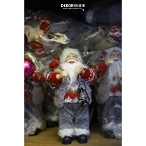 Noel Baba Gri 30 Cm