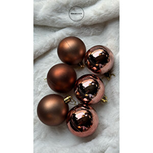Yılbaşı Süsü 6'lı Top Kahverengi 4 Cm